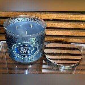 Rare HTF Bath & Body Works Chestnut & Clove 3-Wick Candle
